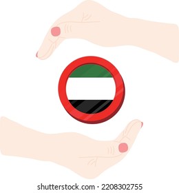 Captura de mano del vector de la bandera de los Emiratos Árabes Unidos, Dirham de los Emiratos Árabes Unidos