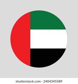 Diseño de iconos vectoriales de la bandera de los Emiratos Árabes Unidos. Bandera del círculo de los Emiratos Árabes Unidos. Bandera de la ronda de los Emiratos Árabes Unidos.