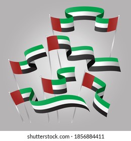 United Arab Emirates Flags Art Ribbon set, National day