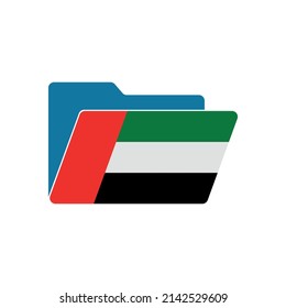 United Arab Emirates. Folder icon with United Arab Emirates flag. Vector folders icons with flags. Isolated on white background