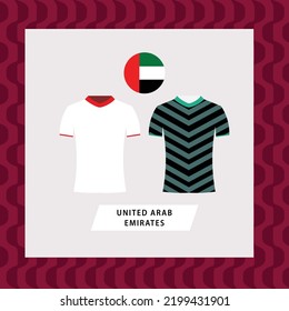 United Arab Emirates Football National Team Uniform Flat Illustration. Middle East Football Team.