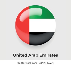 Emiratos Árabes Unidos lustrosa burbuja de bandera nacional forma redonda icono ilustración vectorial vidrio