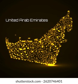 United Arab Emirates with glowing particles. Vector Illustration