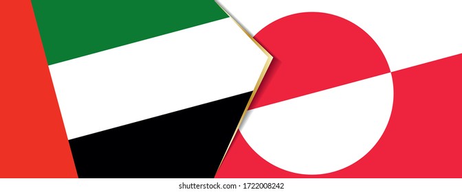 United Arab Emirates and Greenland flags, two vector flags symbol of relationship or confrontation.