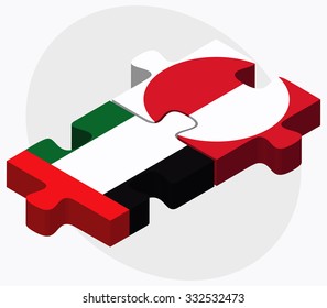 United Arab Emirates and Greenland Flags in puzzle isolated on white background