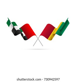 United Arab Emirates and Guinea flags. Vector illustration.