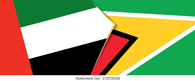 United Arab Emirates and Guyana flags, two vector flags symbol of relationship or confrontation.