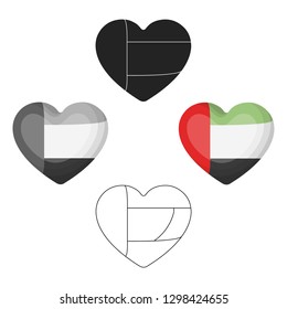 United Arab Emirates heart icon in cartoon style isolated on white background. Arab Emirates symbol stock vector illustration.