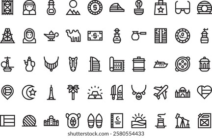 United arab emirates icons High-Quality Vector Icons Collection with Editable Stroke. Ideal for Professional and Creative Projects