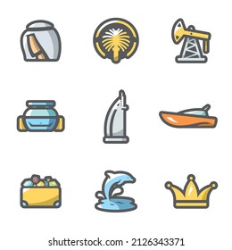 United Arab Emirates icons set. Vector Illustration.