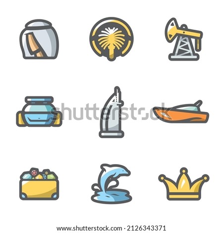 United Arab Emirates icons set. Vector Illustration.