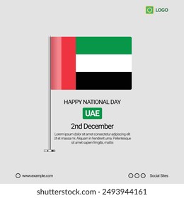 United Arab Emirates Independence Day Social Media Banner, Editable Vector Design with Flag