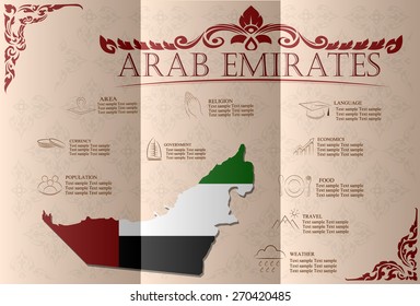 United Arab Emirates infographics, statistical data, sights. Vector illustration