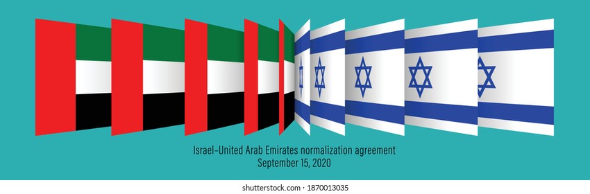 United Arab Emirates and Israel flags. Israel United Arab Emirates normalization agreement. A peace deal between Israel and United Arab Emirates. 3d Flip Effect. Vector illustration