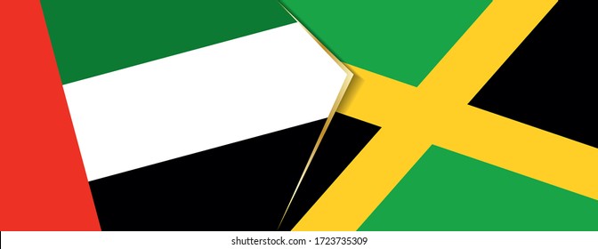 United Arab Emirates and Jamaica flags, two vector flags symbol of relationship or confrontation.