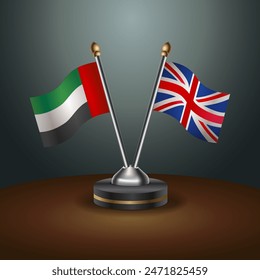 United Arab Emirates and United Kingdom table flags relation with gradient backgrund