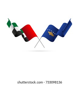 United Arab Emirates and Kosovo flags. Vector illustration.