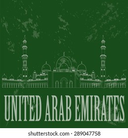 United Arab Emirates landmarks. Retro styled image. Vector illustration