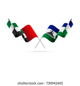 United Arab Emirates and Lesotho flags. Vector illustration.