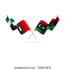 United Arab Emirates and Libya flags. Vector illustration.