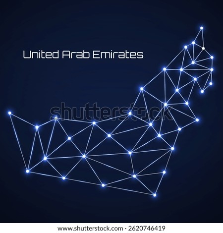 United Arab Emirates of lines and dots, mesh polygonal network connections. Vector Illustration