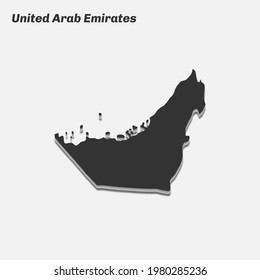 Vereinigte Arabische Emirate Karte 3D Silhouette. Vektorgrafik.