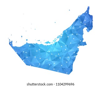United Arab Emirates Map - Abstract geometric rumpled triangular low poly style gradient graphic on white background , line dots polygonal design for your . Vector illustration eps 10.