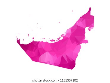 United Arab Emirates Map - Abstract geometric rumpled triangular low poly style gradient graphic on white background , line dots polygonal design for your. Vector illustration