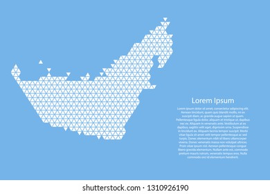 United Arab Emirates map abstract schematic from white  triangles repeating pattern geometric on light blue background with nodes for banner, poster, greeting card. Vector illustration.