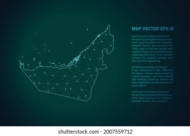 united Arab Emirates map. Abstract mash line and point scales on dark background . 3D mesh polygonal network line, design sphere, dot and structure. Vector illustration eps 10.