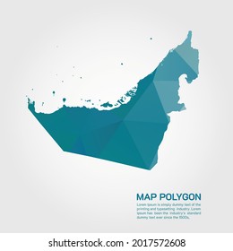 United Arab Emirates Map Abstract geometric rumpled triangular low poly style gradient graphic on white background