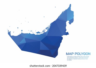 United Arab Emirates Map Abstract geometric rumpled triangular low poly style gradient graphic on white background