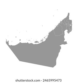 Mapa de Emiratos Árabes Unidos con divisiones administrativas. Ilustración vectorial.