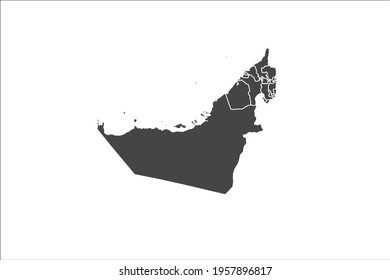 United Arab Emirates Map black Color on White Backgound