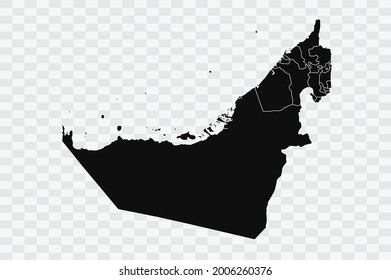 United Arab Emirates map black Color on Backgound png