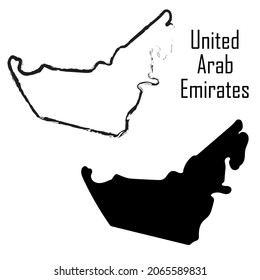 Vereinigte Arabische Emirate Karte schwarz-weiß Vektorgrafik.