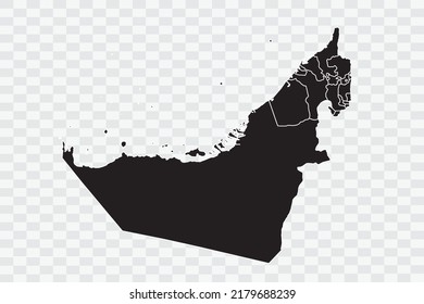 United Arab Emirates Map black Color on White Backgound quality files Png 