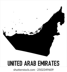 United Arab Emirates Map - black World Map International vector template with High detailed isolated on white background - Vector