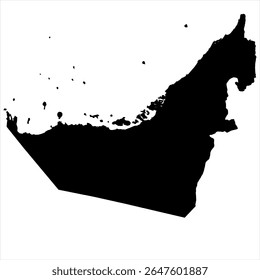 United Arab Emirates Map - black World Map International vector template with High detailed isolated on white background - Vector