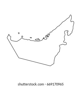 The United Arab Emirates map of black contour curves of vector illustration
