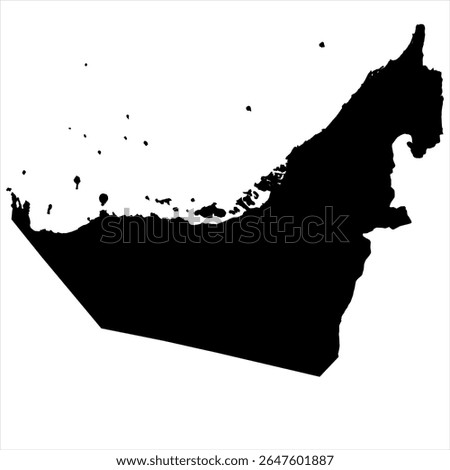 United Arab Emirates Map - black World Map International vector template with High detailed isolated on white background - Vector