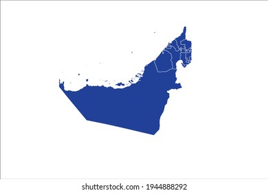 United Arab Emirates Map blue Color on White Backgound