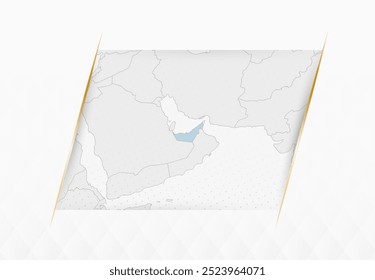 United Arab Emirates Map in Blue with Gold Framed Accents. Modern Vector Map of United Arab Emirates. Vector Illustration.