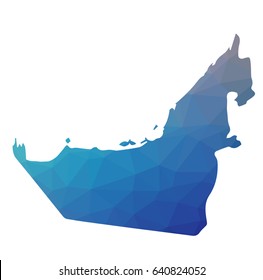 United Arab Emirates map - blue geometric rumpled triangular low poly style gradient graphic background 