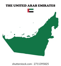 Os Emirados Árabes Unidos mapeiam fronteira e bandeira. Ilustração vetorial para geografia, história, notícias, cultura, política. País rico e rico do oriente médio