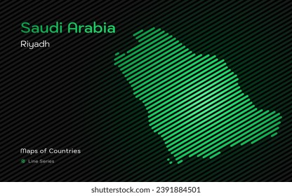 United Arab Emirates Map with a capital of Abu Dhabi Shown in a green Line Pattern
