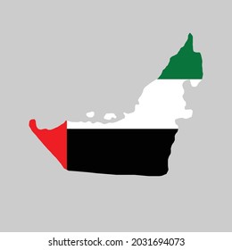 Mapa de los Emiratos Árabes Unidos coloreado con colores de bandera ilustraciones vectoriales aisladas