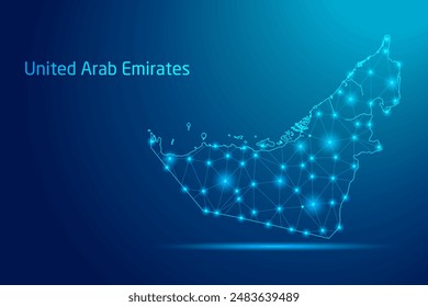 United Arab Emirates map - concept of communication technology, graphic of low poly.