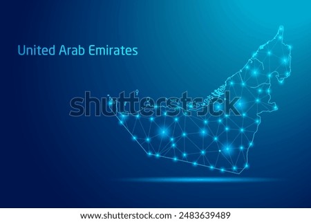 United Arab Emirates map - concept of communication technology, graphic of low poly.