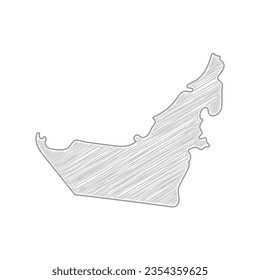 United Arab Emirates Map Drawing, Pencil Sketch